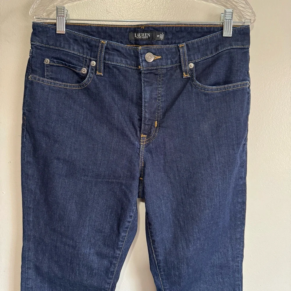 Lauren Ralph Lauren Dark Wash Jeans Denim Straight Leg Size 12 Petite 29” inseam - Picture 4 of 14